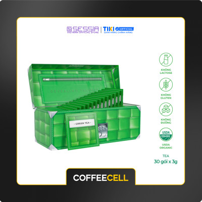 [MUA 1 TẶNG 5] Trà Xanh Với Nhân Sâm Trắng Thượng Hạng COFFEECELL (30 gói x 3g) - Trà nguyên lá ngọt thanh, chát nhẹ, Chống oxy hóa, Tăng cường tập trung - Hàng Chính Hãng