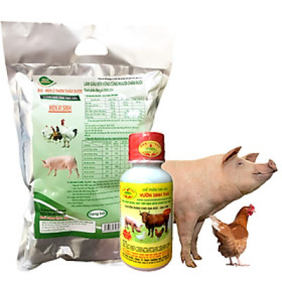 COMBO Chế phẩm sinh học VƯỜN SINH THÁI và Men ủ vi sinh thảo dược BIO-MEN cho Chăn Nuôi gia súc gia cầm. Không cần đun nấu. Không mùi hôi chuồng trại. Vỗ béo nhanh. Hiệu quả ngay sau 5-7 bữa ăn