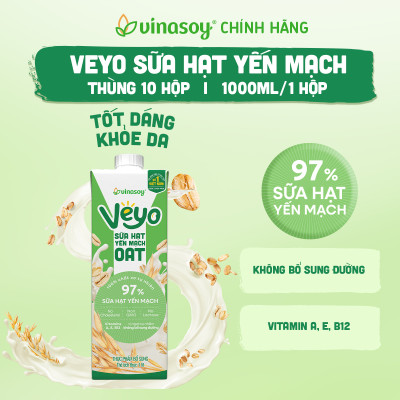 Thùng Veyo sữa hạt yến mạch (10 hộp x 1 Lít)