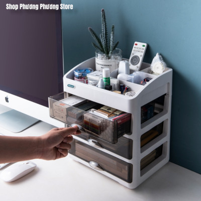 ( Hàng Cao Cấp ) Tủ,Kệ đựng đồ trang điểm MIKA trong suốt 3/,4 tầng, để mỹ phẩm tiện lợi