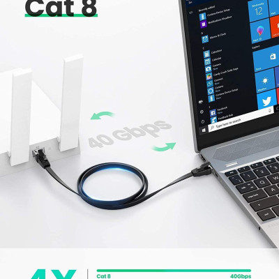 Ugreen UG10979NW134TK 0.5M CAT8 U-FTP 2000Mhz 30AWG cáp mạng màu đen 50cm - HÀNG CHÍNH HÃNG