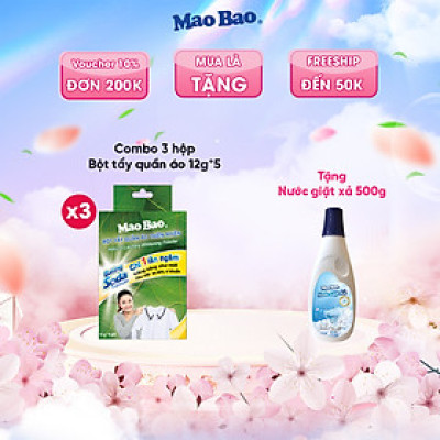 Combo 03 hộp Bột Tẩy Quần Áo Thiên Nhiên Baking Soda (12g x 5 gói)
