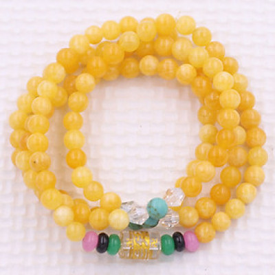 [Mệnh Kim, Thổ] Bộ Vòng Chuỗi, Tràng Hạt 108 Hạt 6 Ly Đá Ngọc Tủy Vàng Charm Lục Tự Chân Ngôn - Tràng Chuỗi Niệm Phật - An Yên - Thịnh Vượng - May Mắn - Tài Lộc