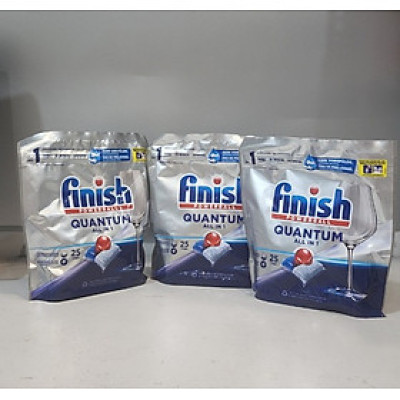 COMBO 3 Túi 60 viên rửa chén Finish Quantum All in 1 (Loại viên lớn 14x tính năng trong 1 viên công thức mới - Chanh)