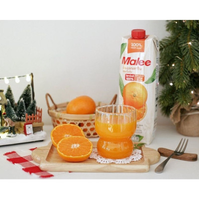 COMBO 2 Hộp Nước Ép Quýt Với Tép Cam Malee 1L - Nhập Khẩu Thái Lan | Malee 100% Mandarin Orange Juice with Orange Pulp 1L