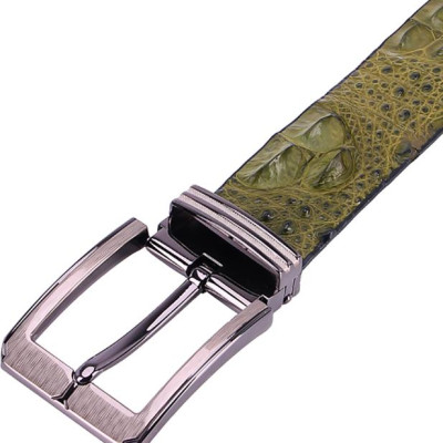 Thắt Lưng Nam Da Cá Sấu Nguyên Con Đầu Kim Bát Gài Huy Hoàng HT4741 - Rêu