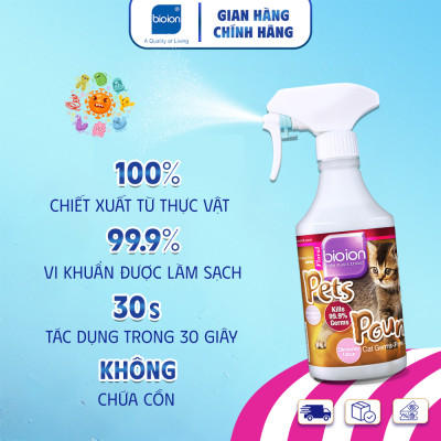 Chai Xịt Khử Mùi Sạch Khuẩn Cho Mèo Bioion Pets Pounce for Cat 500ml - Hương Sakura