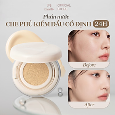 Phấn nước che phủ toàn diện bền màu mịn màng kiềm dầu 24h mude Cushion Soft Silky Fit All Day (15g)