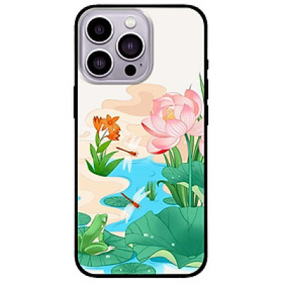 Ốp lưng cho IPhone 14 - 14 Plus - 14 Pro - 14 Pro Max - Sen Hồng Chuồn Đỏ - Hàng Chính Hãng