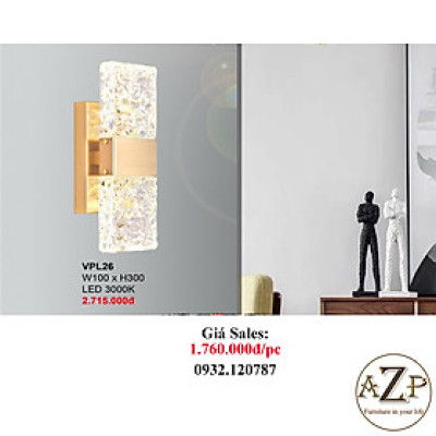 AZP - ĐÈN ỐP VÁCH / ĐÈN TRANG TRÍ / ĐÈN TREO TƯỜNG PHÒNG KHÁCH, PHÒNG NGỦ, NHÀ HÀNG, KHÁCH SẠN AZP-VPL26 phong cách đương đại, hàng nhập khẩu AZP