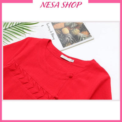 Áo nữ kiểu cổ tròn tay ngắn form rộng thoải mái, chất liệu Đũi cao cấp mềm mịn mát thấm mồ hôi NeSa Shop AKH.58