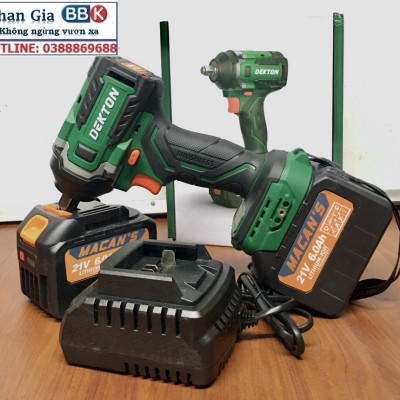 Máy Siết Bulong Dekton 550Nm, Bộ 2 Pin 15 Cell, Chân Pin Phổ Thông, Động Cơ Không Chổi Than (Bảo Hành 12 Tháng)