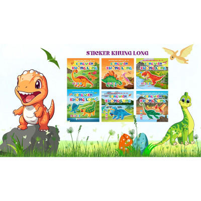 Combo 6 cuốn sticker cho bé - Công viên khủng long - Tham quan thế giới khủng long thời tiền sử - Phát triển IQ - EQ - CQ