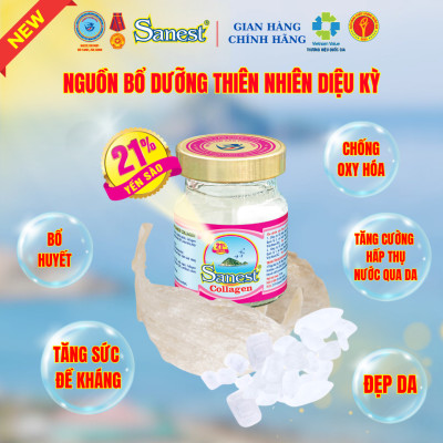 NEW [ Hộp quà tặng 6 lọ ] Nước Yến sào Khánh Hòa Sanest 21% - Collagen.