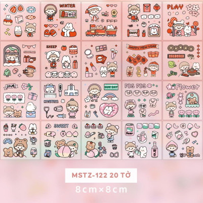 Bộ 20 Tờ Sticker Nhiều Hình Cô Gái Và Bé Thỏ - Telado MSTZ-12/2-6 (Mẫu Màu Giao Ngẫu Nhiên)