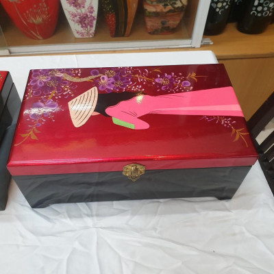 Hộp nữ trang 2 tầng Sơn Mài Cao Cấp Thanh Bình Lê đựng đồ trang sức, vật dụng nhỏ xinh, làm quà tặng,...