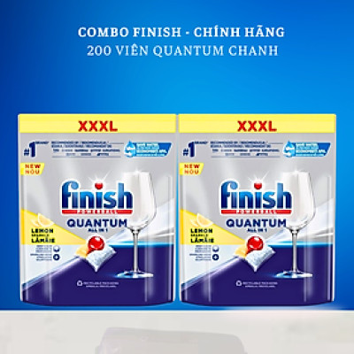 Combo 2 túi viên rửa bát Finish Quantum Max 100 viên (100*2=200 viên)