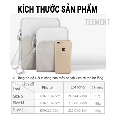 Túi Chống Sốc Đựng Ipad Teement, Máy Tính Bảng 2 Ngăn Kèm Khe Cắm Bút, Có Quai Xách Nhiều Size 8in, 9.7in, 10.2in, 10.5in, 11in - Hàng Chính Hãng