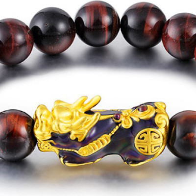 Vòng tay đá mắt hổ đỏ mix tỳ hưu đổi màu MS309U