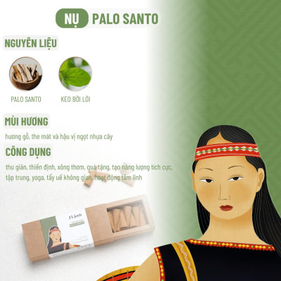 Nụ Thủ Công Palo Santo 3 Lành Hộp 20 Nụ 100 % Tự Nhiên Tặng Kèm Đế Chăm, Không Hóa Chất, Xông Thơm