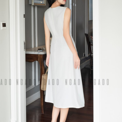 Đầm trắng túi xéo NGADO , đầm nữ , Đầm suông , Đầm dạo phố