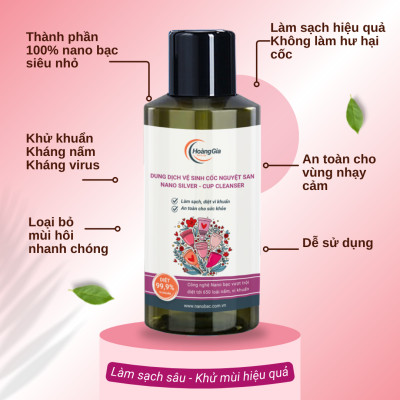 Dung Dịch Vệ Sinh Cốc Nguyệt San Nano Bạc - Làm Sạch, Khử Khuẩn Dịu Nhẹ & An Toàn, Không Kích Ứng