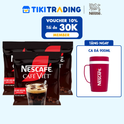 [Tặng Ca đá 900ML] Combo 3 Bịch Cà phê Hòa tan NESCAFÉ CAFÉ VIỆT 35 gói Vị Mạnh đặc trưng