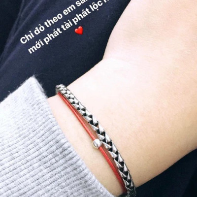 Vòng tay chỉ đỏ mix bi bạc thật 925 cho nam và nữ Bình An May Mắn và An Toàn BẠC HIỂU MINH LTU515