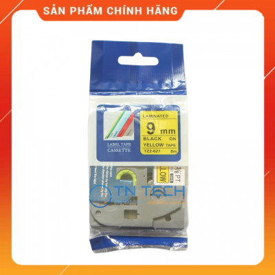 Nhãn In Tz2-621 - Đen nền vàng 9mm x 8m - Dùng cho máy in BROTHER - AIMO - PUTY [Hàng Nhập Khẩu]
