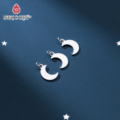 Combo 6 cái charm bạc trắng hình ông trăng treo - Ngọc Quý Gemstones