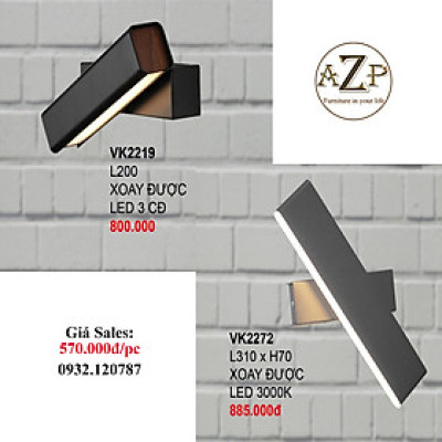 AZP - ĐÈN ỐP VÁCH / ĐÈN TRANG TRÍ / ĐÈN TREO TƯỜNG PHÒNG KHÁCH, PHÒNG NGỦ, NHÀ HÀNG, KHÁCH SẠN AZP-VK2219 / VK2272 phong cách đương đại, hàng nhập khẩu AZP