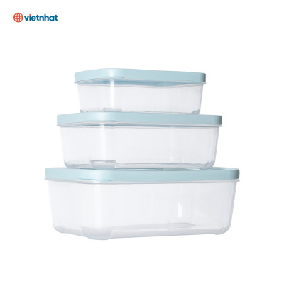 Combo 3 Hộp Đựng Thực Phẩm Chữ Nhật 750-1500-2500 ml Hokori - Hàng Chính Hãng ( màu ngẫu nhiên)