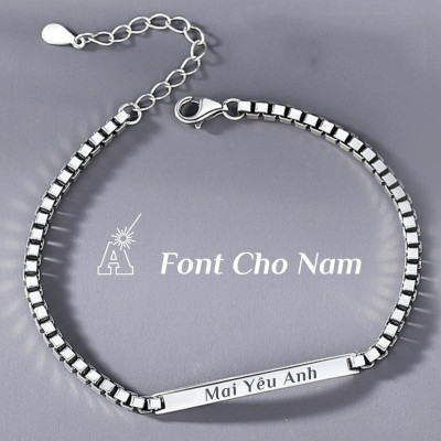 [Ghi Chú] Lắc kèm tên cặp đôi vuông nam nữ Khắc Tên theo yêu cầu thuần Việt có sẵn