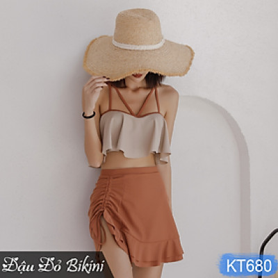 Set đồ bơi bikini nữ 3 chi tiết, phong cách sexy quyến rũ, áo sẵn gọng đệm nâng đẩy vòng 1, hàng chuẩn chất thun bơi lạnh dày mịn đẹp | KT680