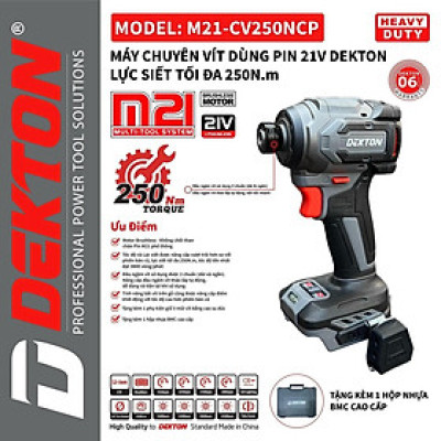 COMBO Máy chuyên vít dekton M21-CV250NCP KÈM 1 PIN M21-B4000M + 1 SẠC M21-S20 DEKTON - KM_T8 -HÀNG CHÍNH HÃNG