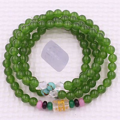 [Mệnh Mộc, Hỏa] Bộ Vòng Chuỗi, Tràng Hạt 108 Hạt 6 Ly Đá Thạch Anh Xanh Rêu Charm Lục Tự Chân Ngôn - Tràng Chuỗi Niệm Phật - An Yên - Thịnh Vượng - May Mắn - Tài Lộc