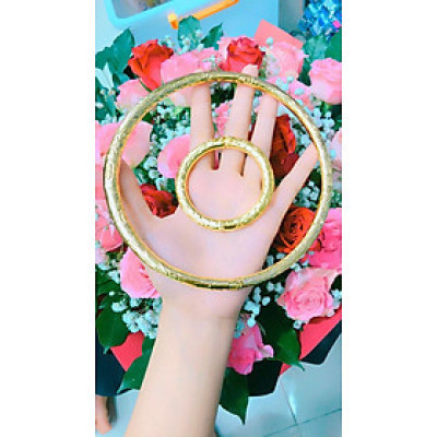 Combo kiềng cổ vòng tay cưới chạm rồng mạ 24k cao cấp E704