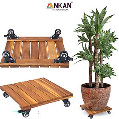 Đế Lót Chậu Cây Có Bánh Xe CỠ LỚN Vuông 50cm, Làm Giá Đỡ Kệ Hoa Cây Cảnh, Màu Vàng Nắng, Chịu Tải 150Kg