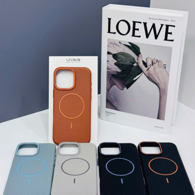 Ốp Lưng Da Likgus Beaty Cho iPhone 15 Pro Max | 16 ProMax Viền Dẻo Chống Sốc Hỗ Trợ Sạc Không Dây Magnetic - Hàng nhập khẩu