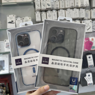 Ốp Wiwu Magentic Crystal Case Cho Iphone 13 Trong Viền Màu, Viền Dẻo Chống Ố Vàng , Chống Sốc Tốt - Hàng Chính Hãng