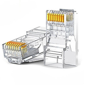 Ugreen UG60558NW120TK bao có 100 chiếc đầu bấm mạng Cat6 RJ45 trong suốt chân mạ vàng 24K - HÀNG CHÍNH HÃNG