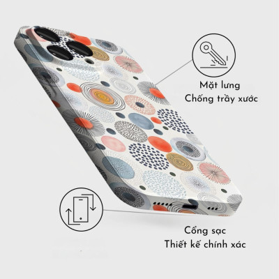 Ốp lưng chống sốc 2m hiệu HOTCASE 3D Scandinavian cho iPhone 17 16 15 14 13 12 11 Pro Max 14 15 16 Plus - Hàng nhập khẩu