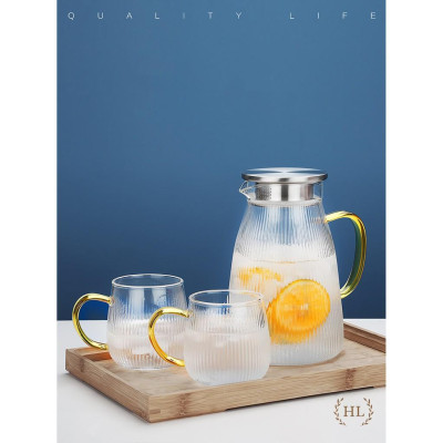 THỦY TINH BOROSILICATE SIÊU NHẸ - CHỊU NHIỆT - CƯỜNG LỰC | Bình cốc thuỷ tinh phong cách NORDIC kẻ sọc (Mix Lẻ)