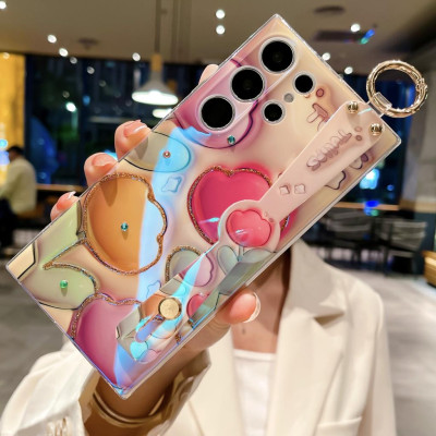 Ốp Lưng Cho Samsung S25 ULTRA / S24 Ultra / S24 PLus / S23 Ultra / S23 PLus Hoa 3D Kim Tuyến Đính Đá Có Dây Xỏ Tay Và Làm Gía Đỡ - Bum Store Galaxy Case