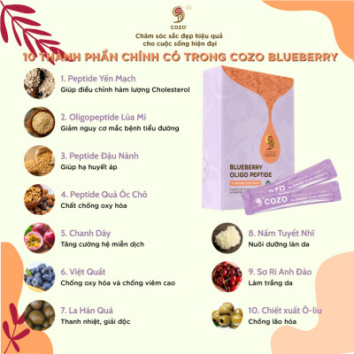 Bột Collagen Thuần Chay Chăm Sóc Da, Móng, Tóc COZO Blueberry Oligo Peptide, Dưỡng Trắng Da, Giải Nhiệt, Detox Cơ Thể, Chống Lão Hóa và Oxy Hóa