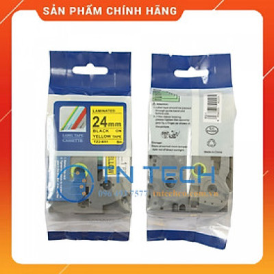 Nhãn In Tz2-651 - Đen nền vàng 24mm x 8m - Dùng cho máy in BROTHER - AIMO - PUTY [Hàng Nhập Khẩu]