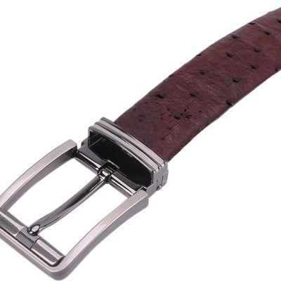 Thắt Lưng Nam Da Đà Điểu Bản Lớn Da Hột Đầu Kim Huy Hoàng HT4439 - Nâu Đất