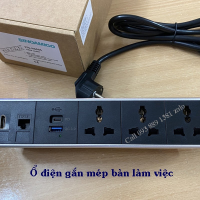 Ổ điện kẹp bàn Sinoamigo STS-HG60S-5, Tích hợp 3 cắm đa năng, 2 cổng sạc USB, 1 HDMI, 1 Lan. Hàng nhập khẩu chính hãng