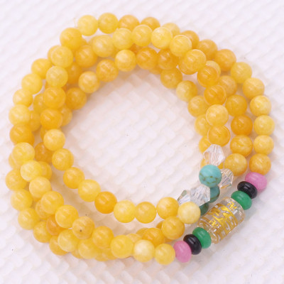 [Mệnh Kim, Thổ] Bộ Vòng Chuỗi, Tràng Hạt 108 Hạt 6 Ly Đá Ngọc Tủy Vàng Charm Lục Tự Chân Ngôn - Tràng Chuỗi Niệm Phật - An Yên - Thịnh Vượng - May Mắn - Tài Lộc