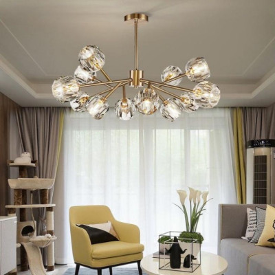 Ảnh thật - Đèn chùm Ca Sỹ Pha Lê tô điểm thiết kế bên trong hiện đại, đèn thả trần phale D990/15 +18 tay, khuyến mại bón